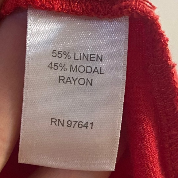 J Jill Tunic Top Cherry Red Button Front Linen Blend Medium - Picture 6 of 7